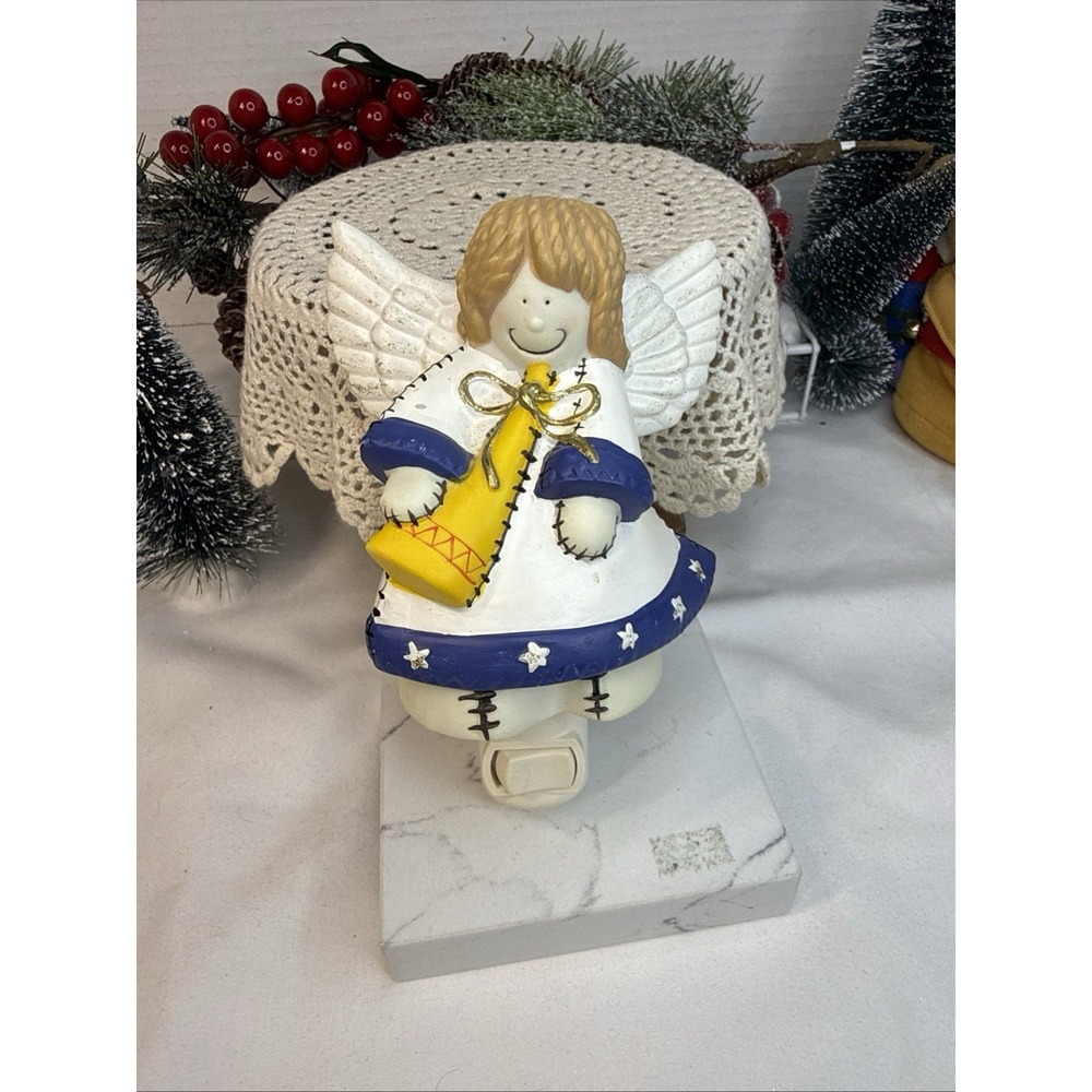 2001 Porcelain Ragdoll Angel Night Light Holiday Use or All Year WORKS NEW Bulb!
